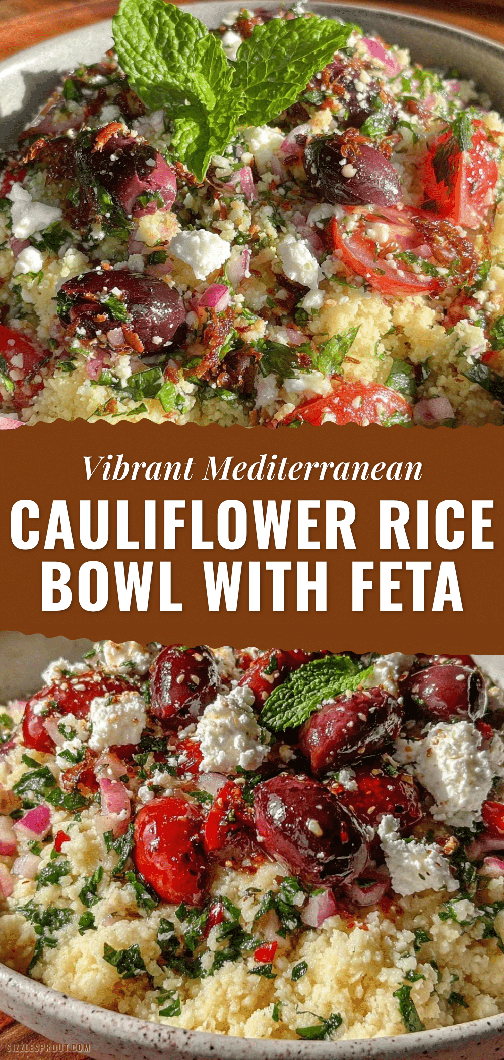 Mediterranean cauliflower rice bowl recipe