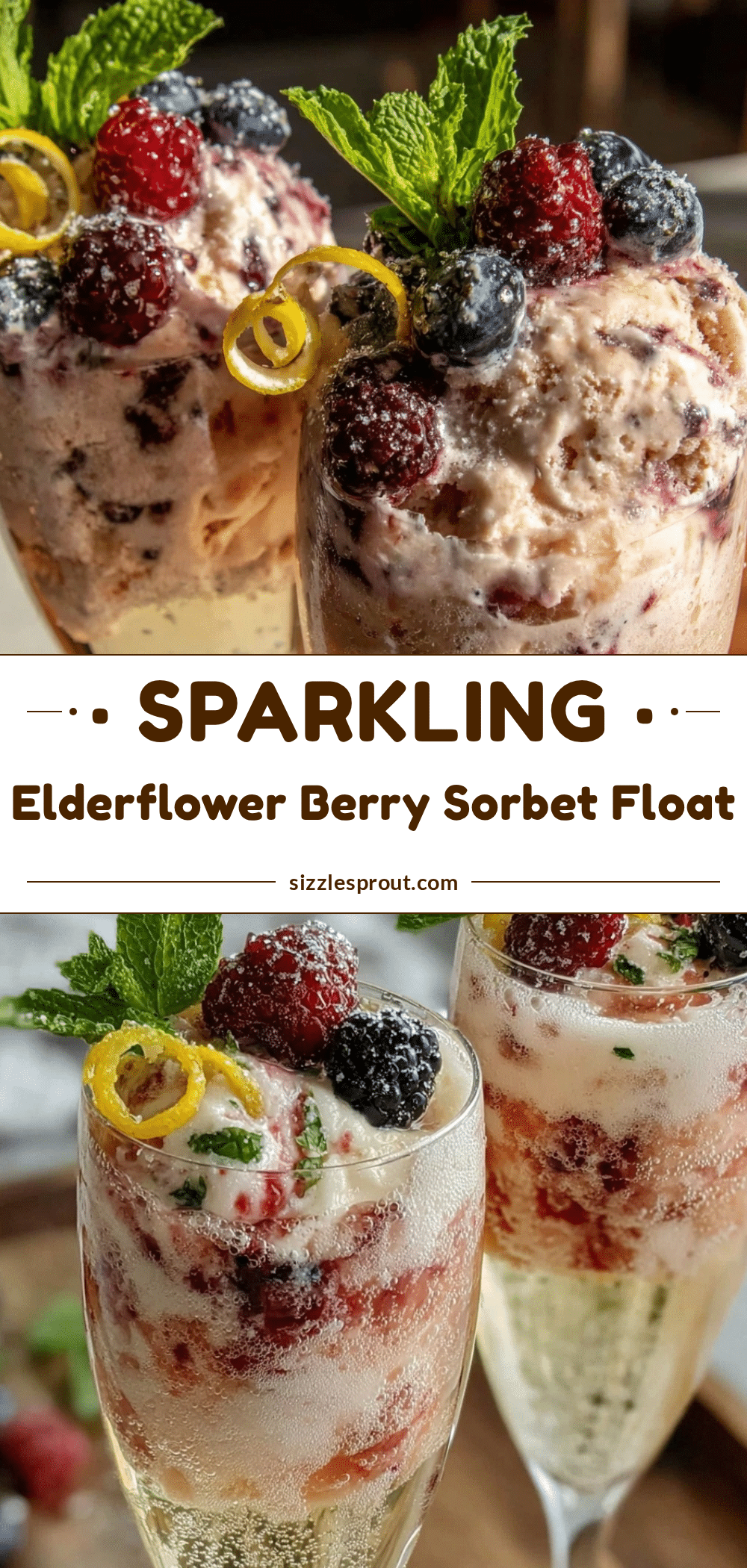 champagne elderflower berry sorbet float recipe