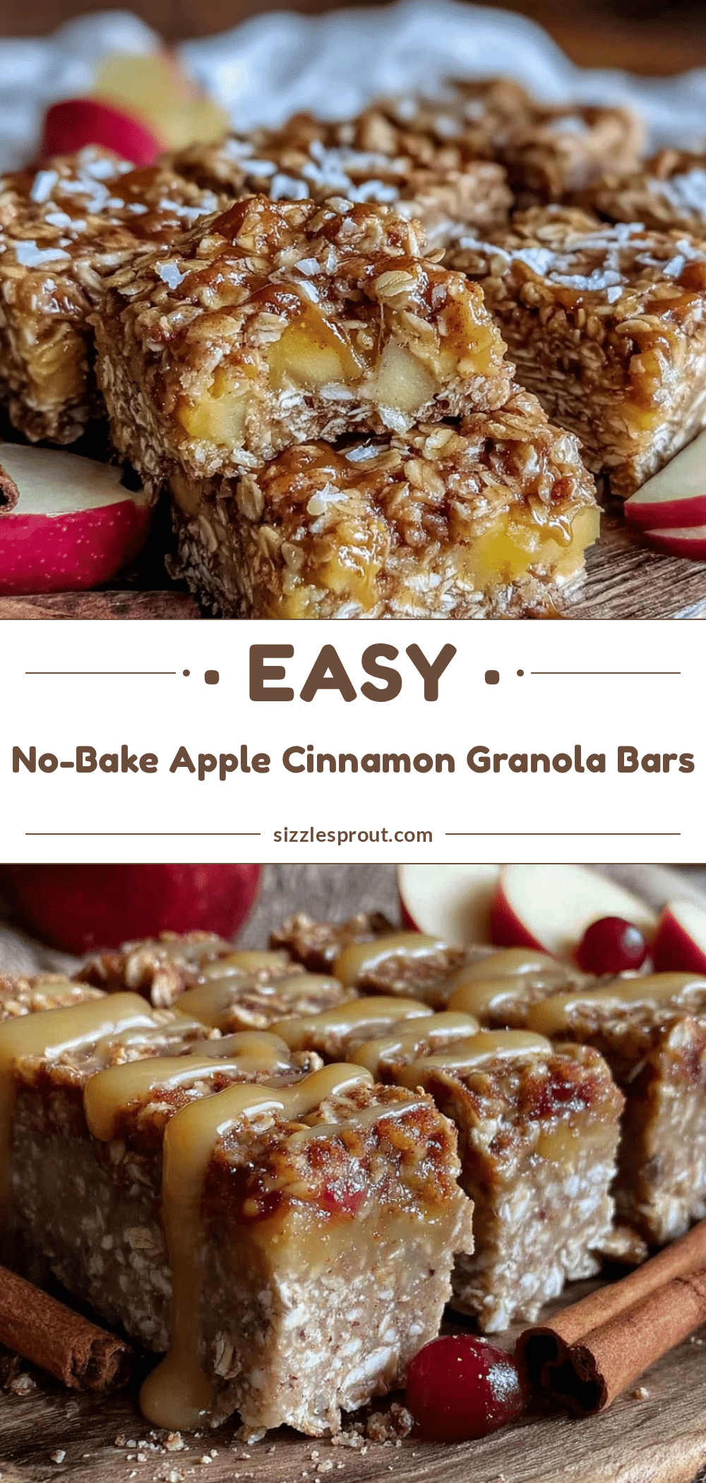 easy no-bake apple cinnamon granola bars recipe