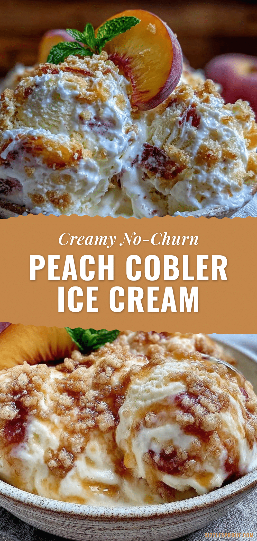 no-churn peach cobbler ice cream recipe