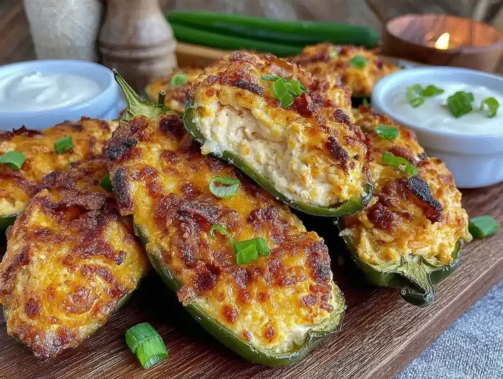 air fryer buffalo chicken dip stuffed jalapeño poppers - featured image