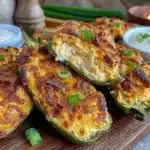 air fryer buffalo chicken dip stuffed jalapeño poppers - featured image