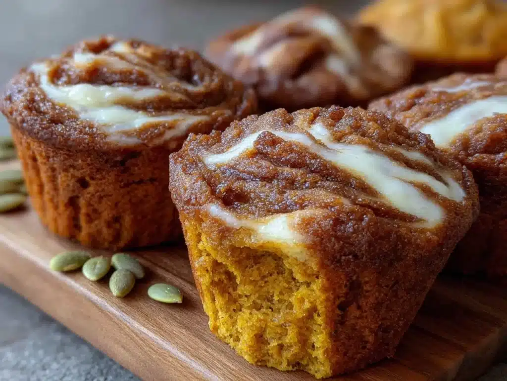 brown butter pumpkin cream cheese swirl muffins - featured image