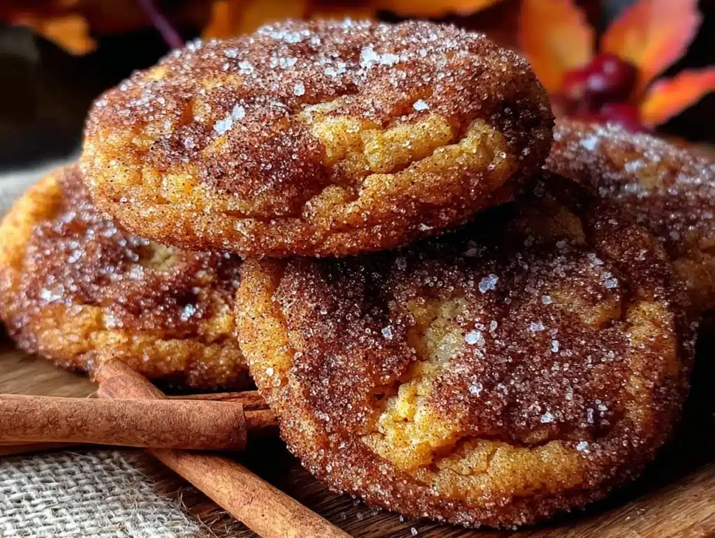 brown butter pumpkin snickerdoodle cookies - featured image