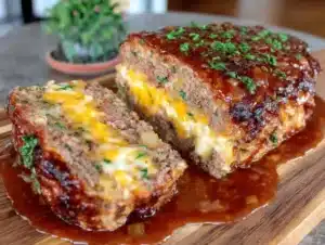 brown gravy stuffed meatloaf - featured image