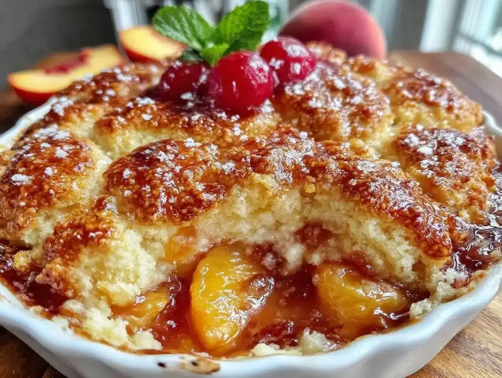 brown sugar peach cobbler - featured image