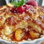 brown sugar peach cobbler - featured image