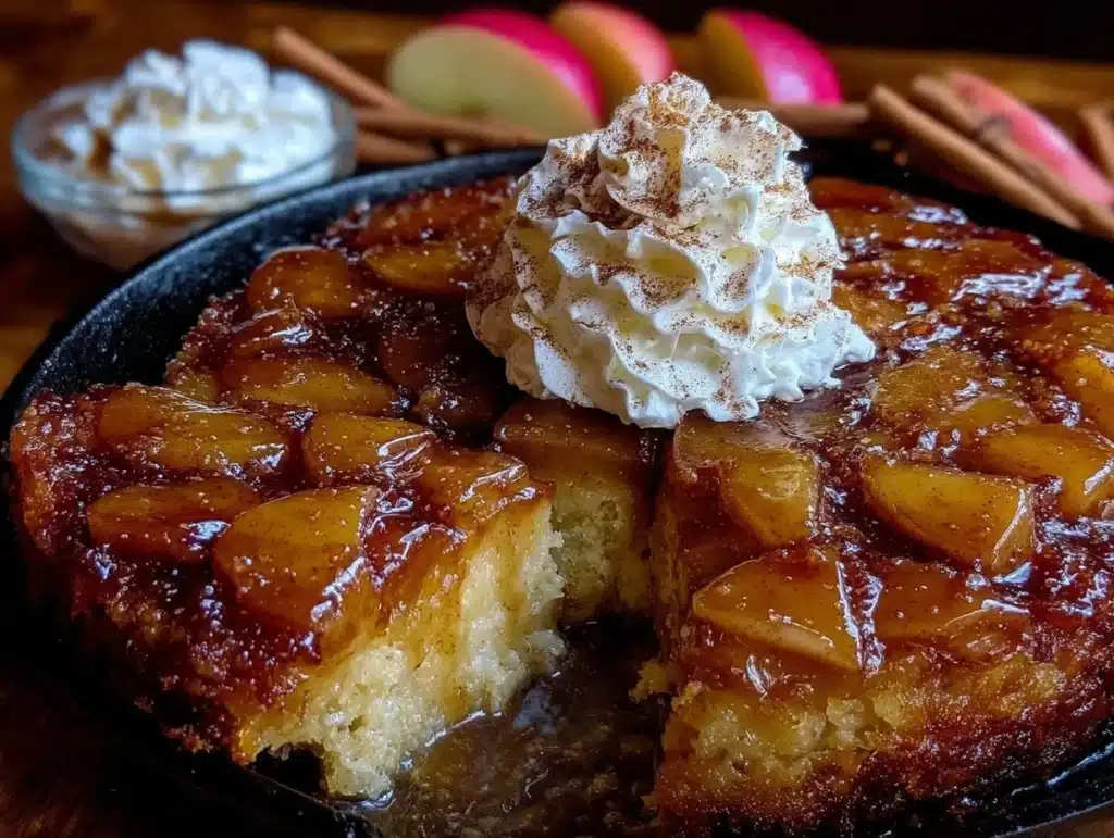 caramel apple upside-down skillet cake - featured image