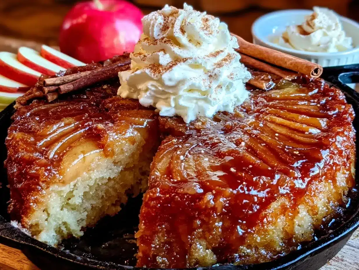 caramel apple upside-down skillet cake preparation steps