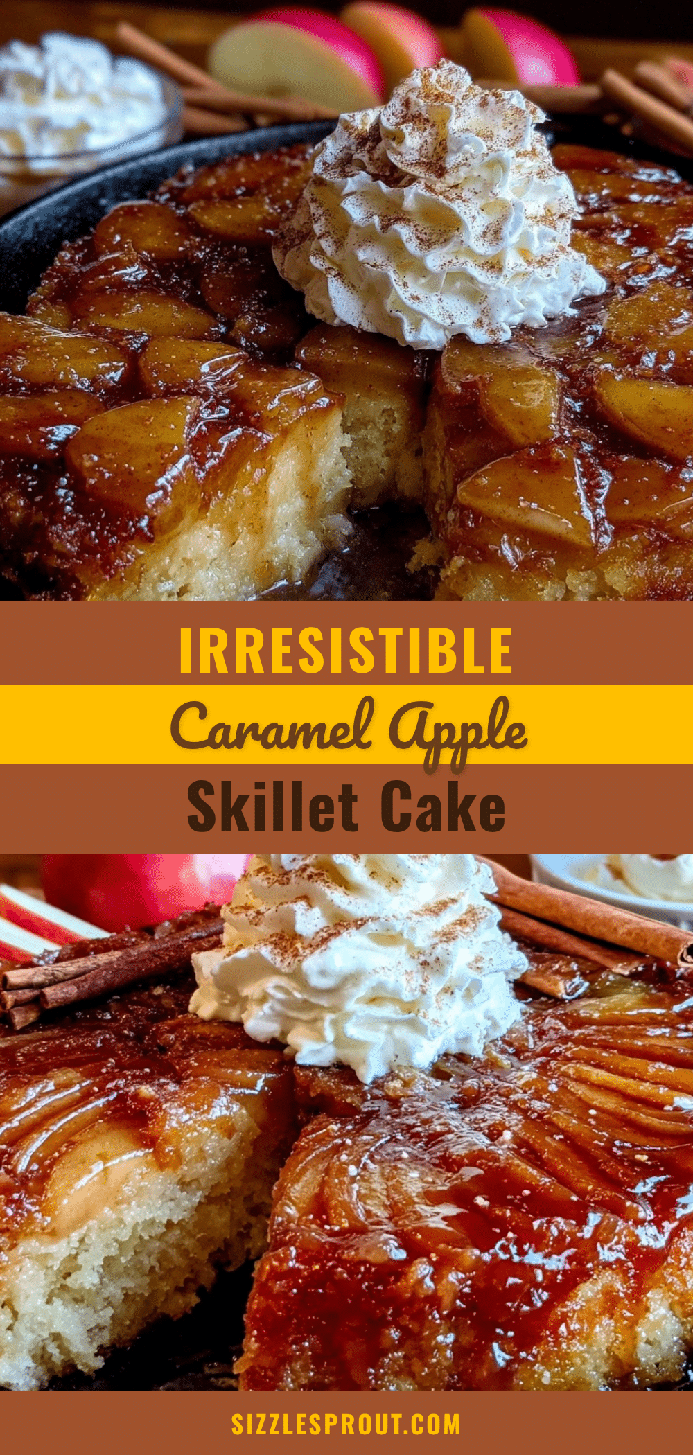 caramel apple upside-down skillet cake recipe