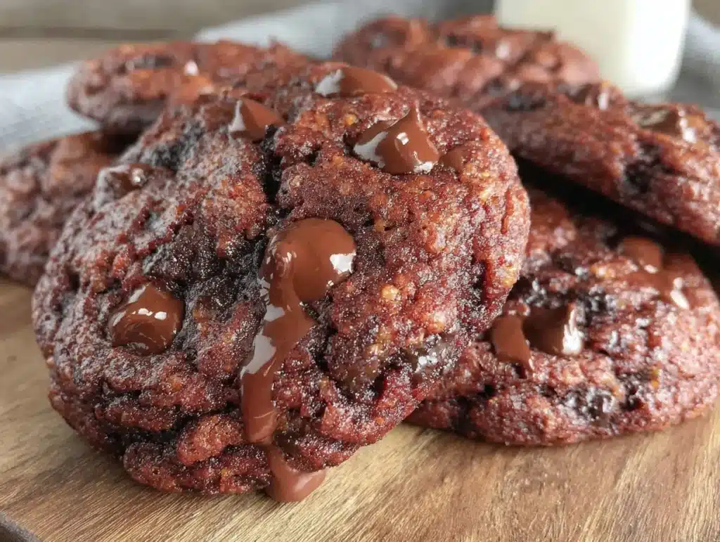 chewy double chocolate chip cookies - featured image
