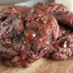 chewy double chocolate chip cookies - featured image