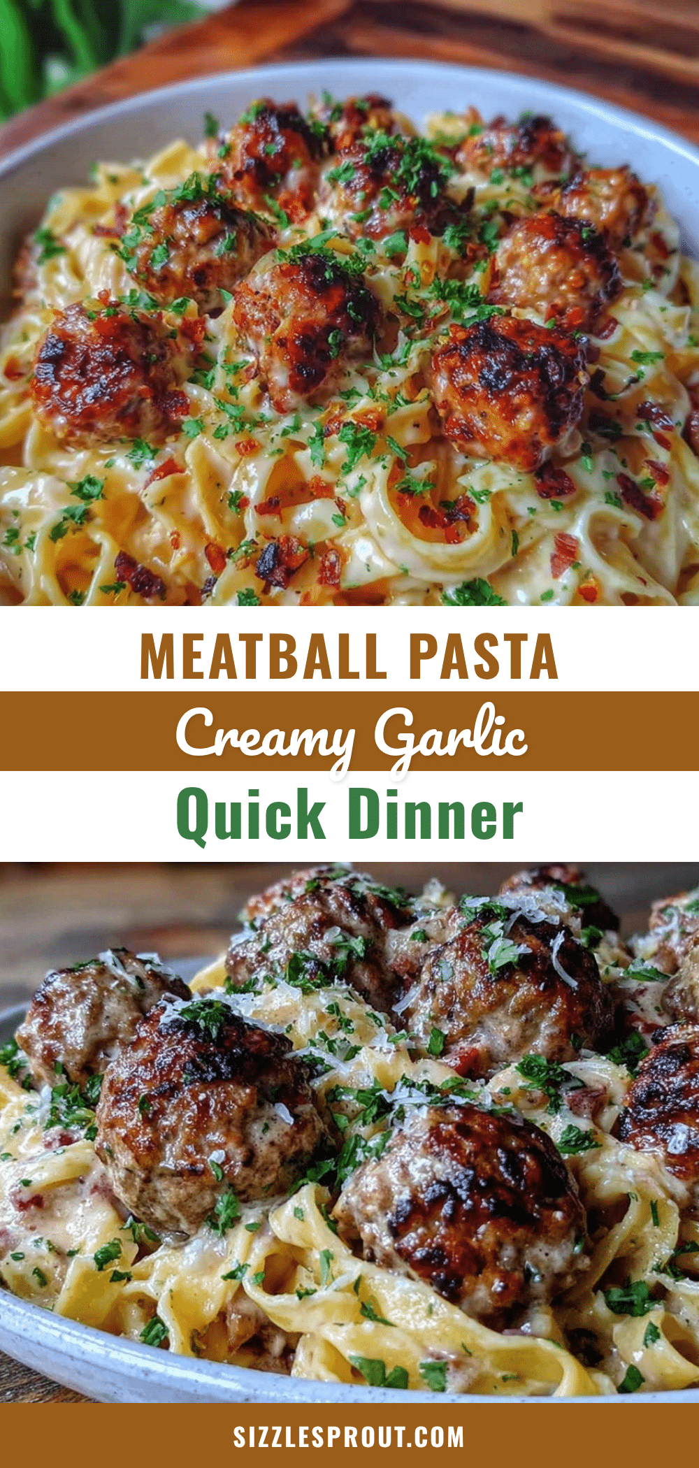 creamy garlic meatball pasta recipe