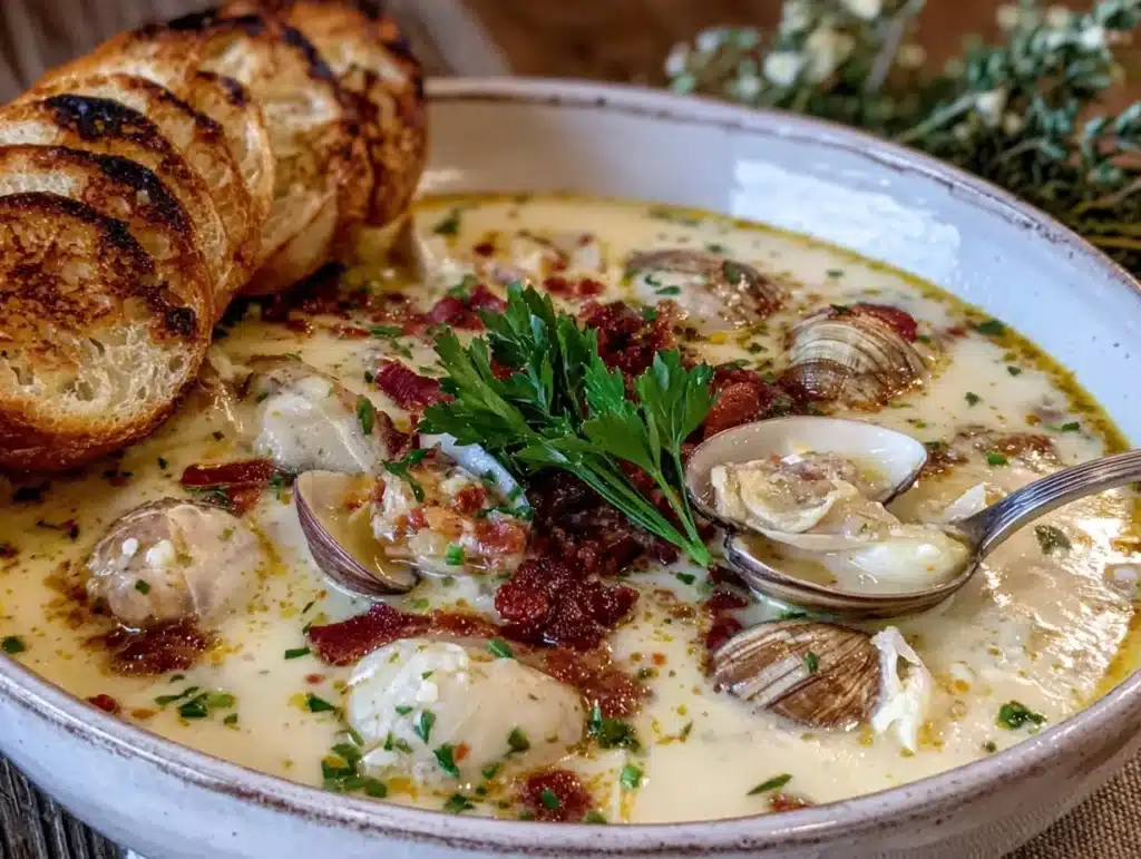 creamy new england clam chowder - featured image
