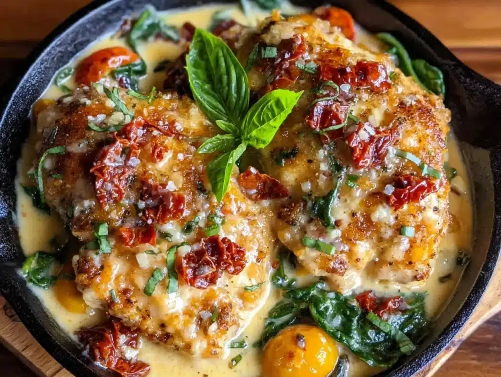 creamy tuscan chicken skillet - featured image