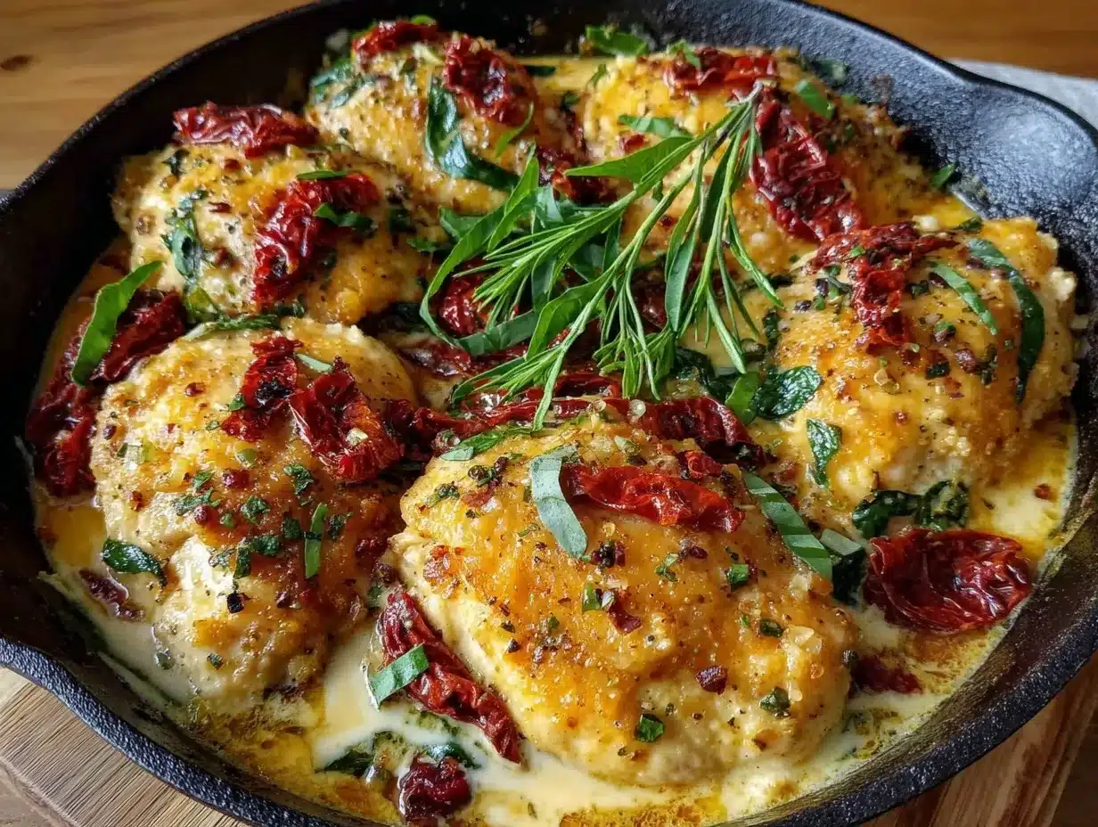 creamy tuscan chicken skillet preparation steps