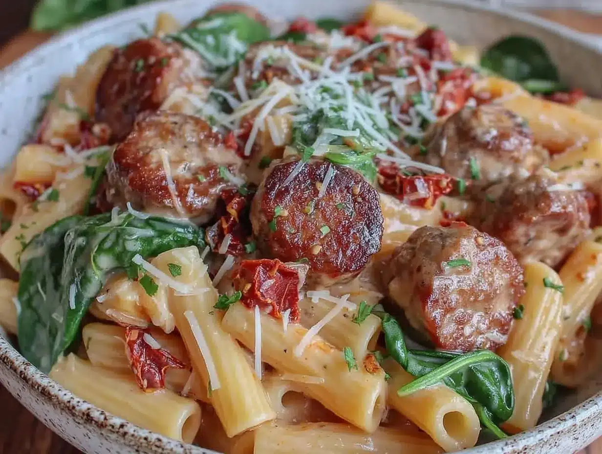 creamy tuscan white bean and sausage pasta preparation steps
