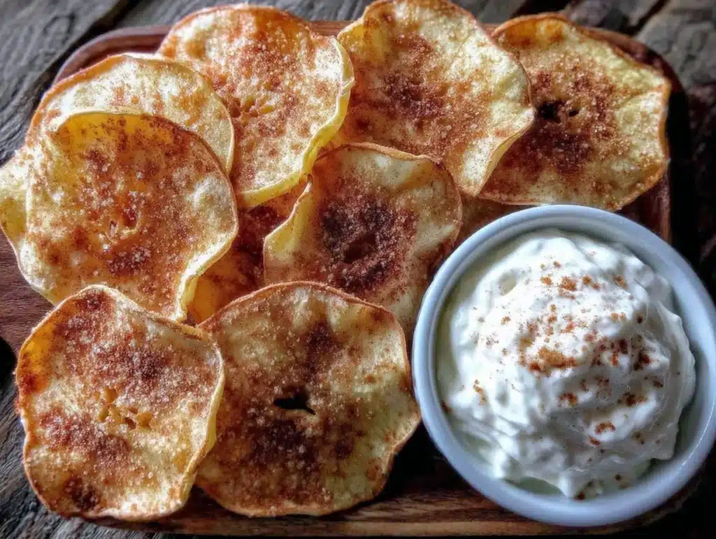 crispy air fryer cinnamon apple chips - featured image