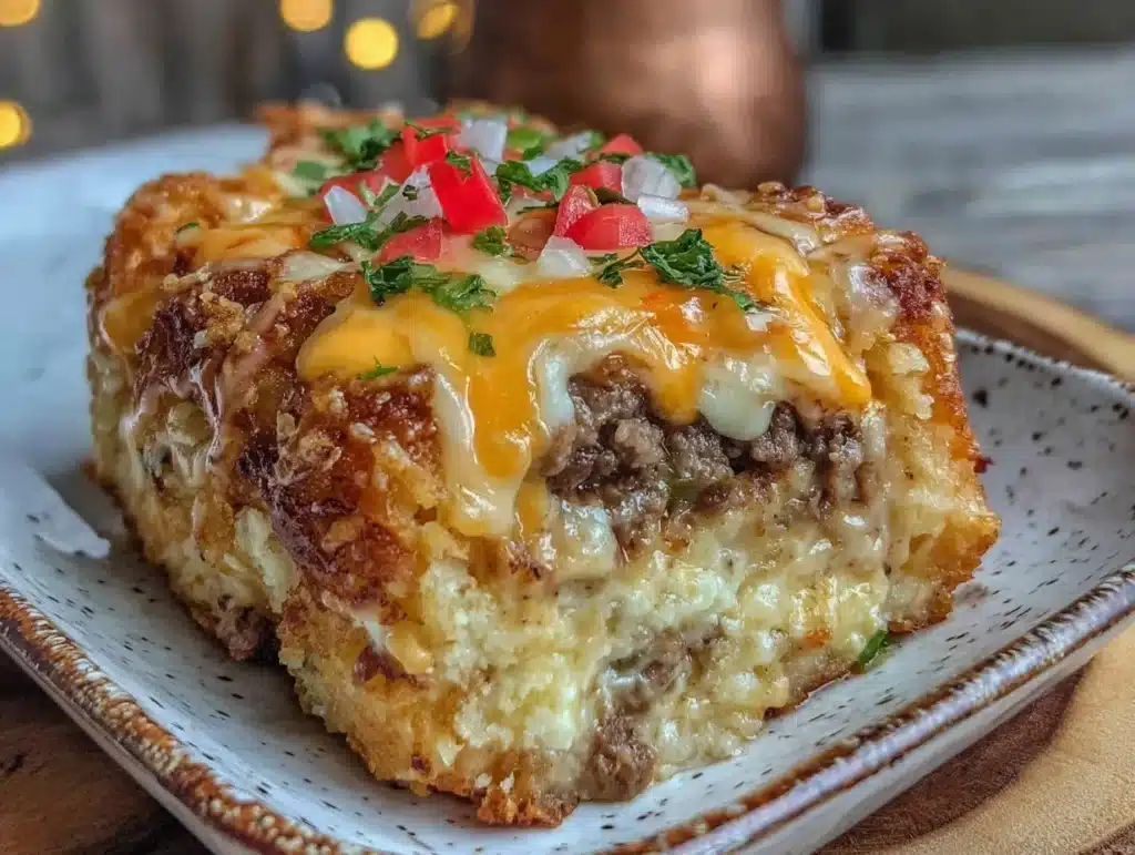 easy cheesy lazy cheeseburger casserole - featured image