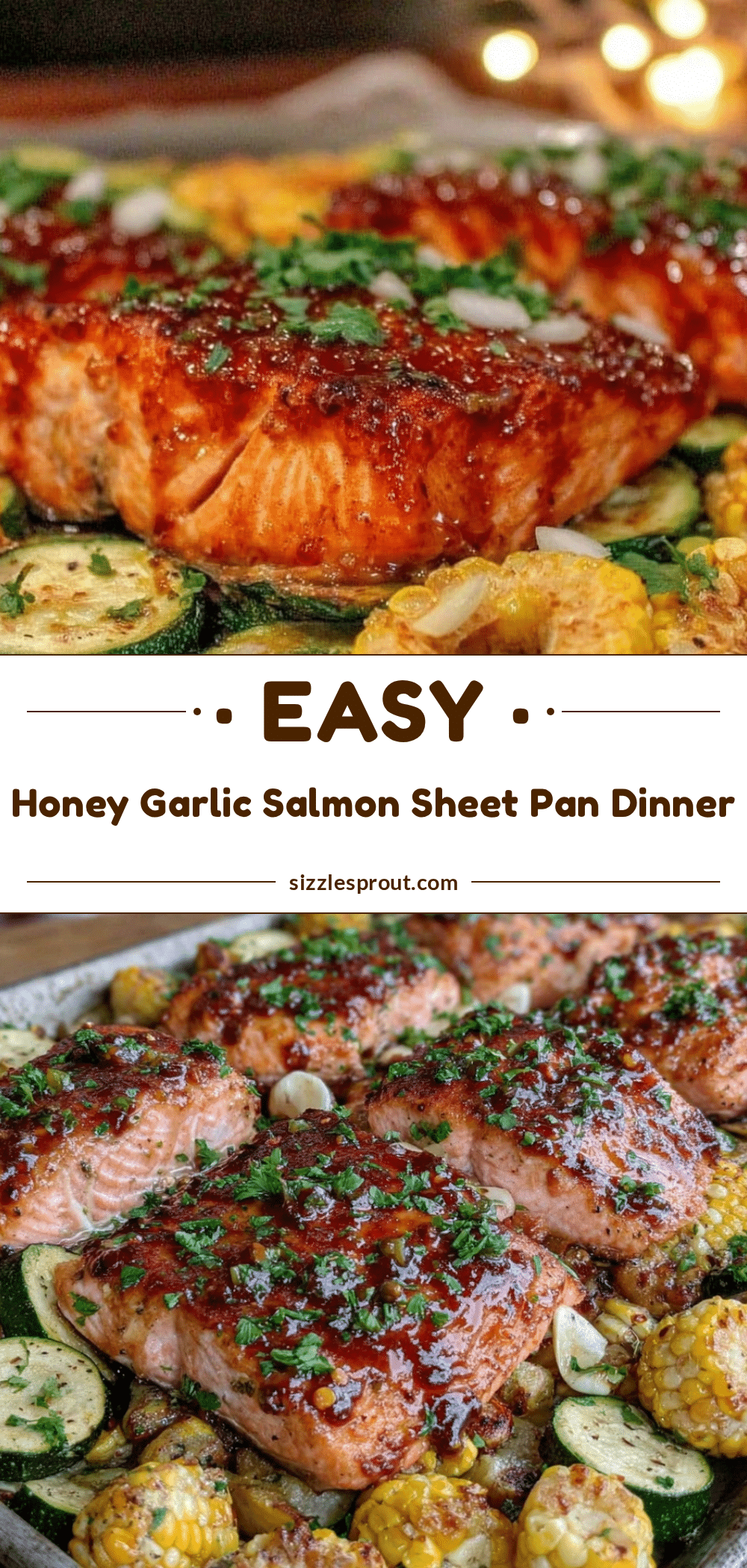 easy honey garlic salmon sheet pan dinner recipe