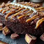 Football Shaped Reese’s Peanut Butter Brownie Cake - featured image
