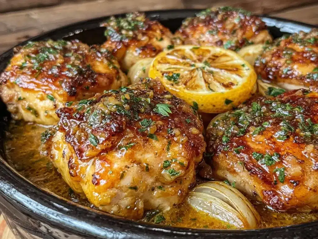 garlic butter chicken thighs crockpot recipe - featured image