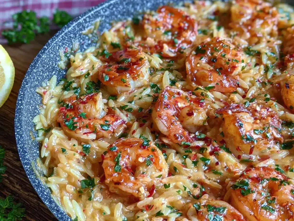 garlic butter shrimp orzo preparation steps