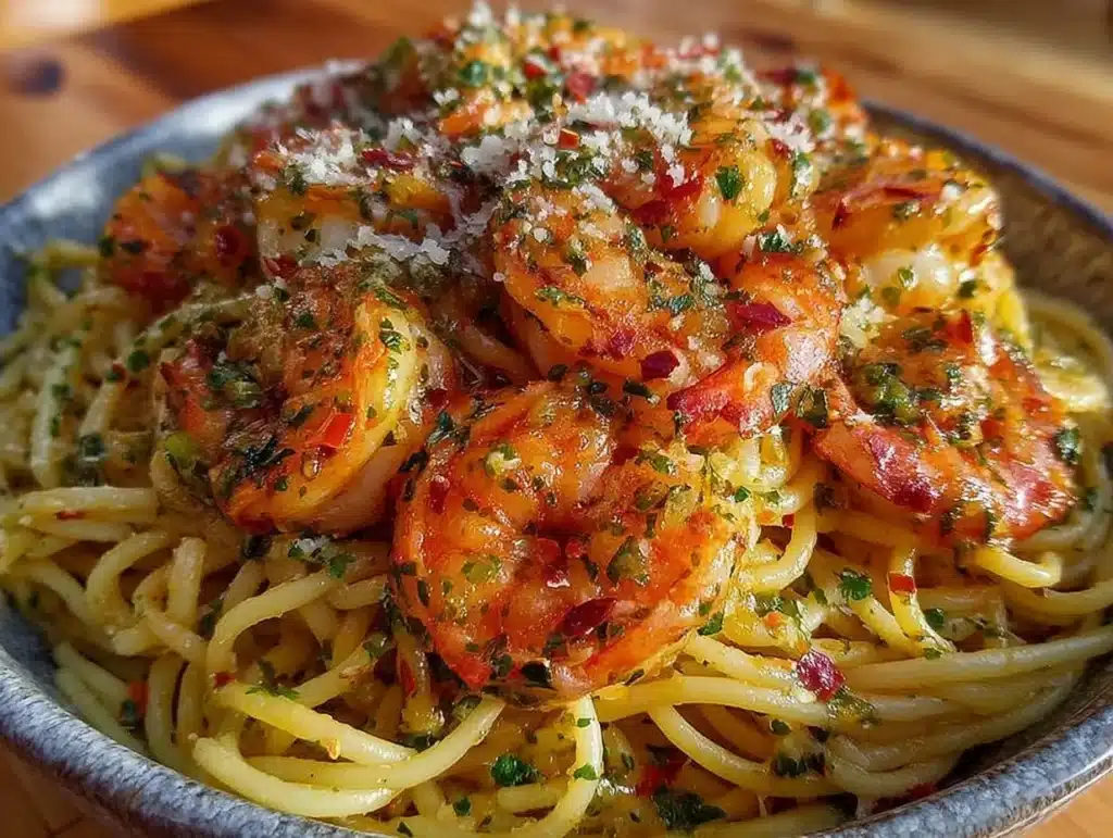 garlic butter shrimp pasta - featured image