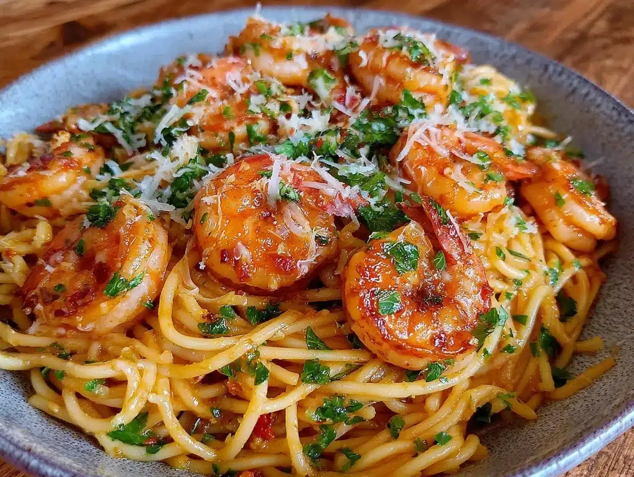 garlic butter shrimp pasta preparation steps