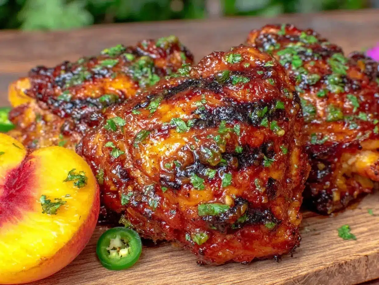 grilled peach chicken thighs preparation steps