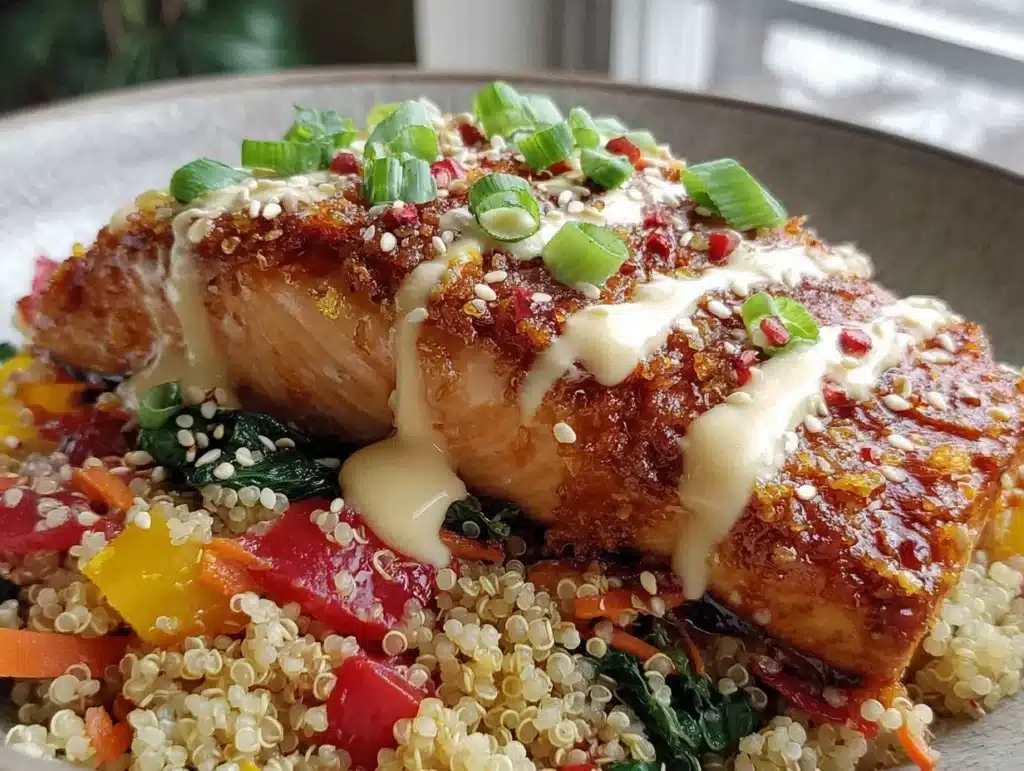 healthy salmon quinoa bowls - featured image