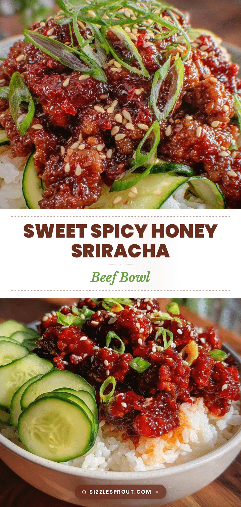 honey sriracha ground beef rice bowl recipe