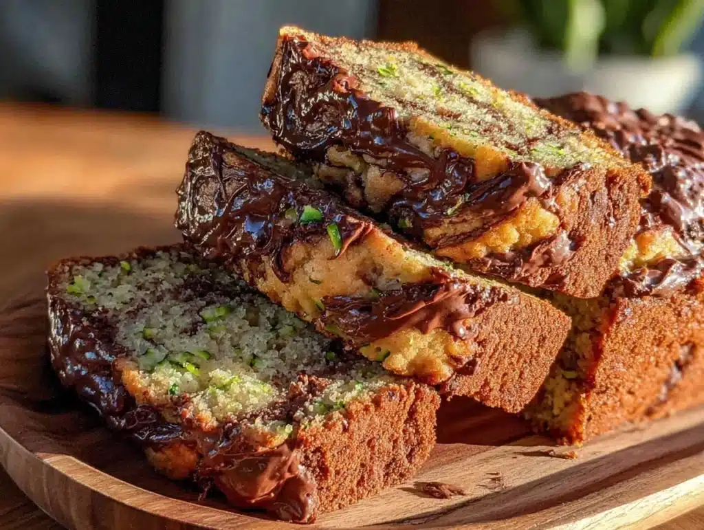 moist banana zucchini bread with chocolate swirl - featured image