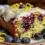 moist blueberry lemon zucchini cake - featured image