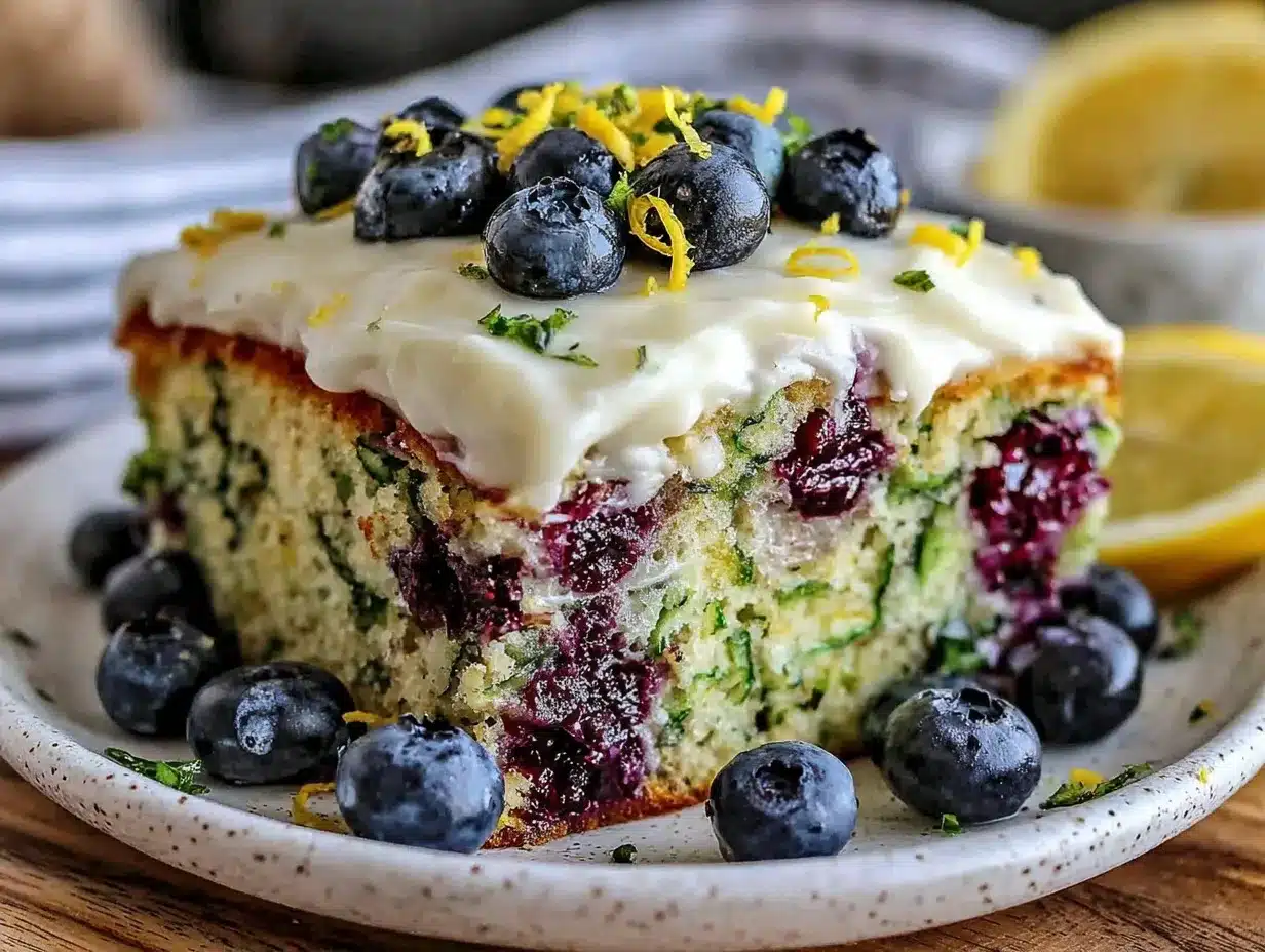 moist blueberry lemon zucchini cake preparation steps