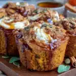moist pumpkin cream cheese swirl muffins - featured image