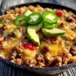 one-pan ground beef taco rice skillet - featured image