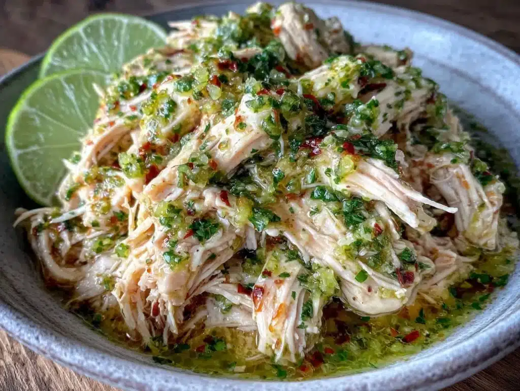 slow cooker salsa verde shredded chicken - featured image