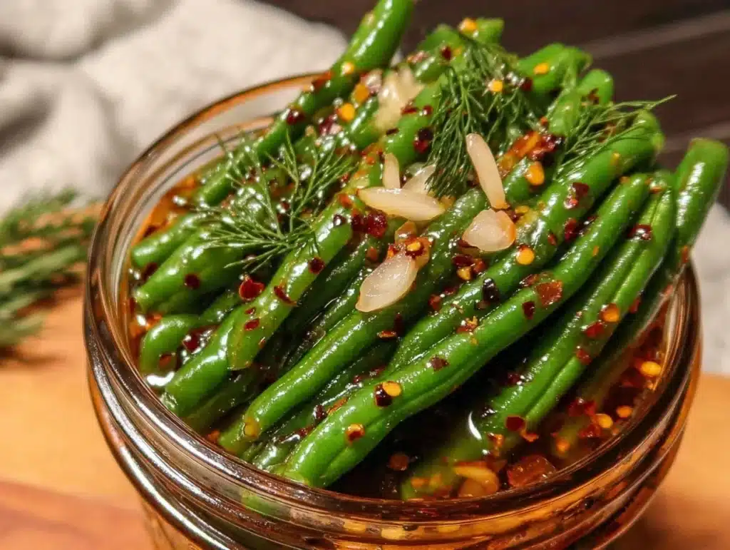 spicy garlic dilly beans - featured image