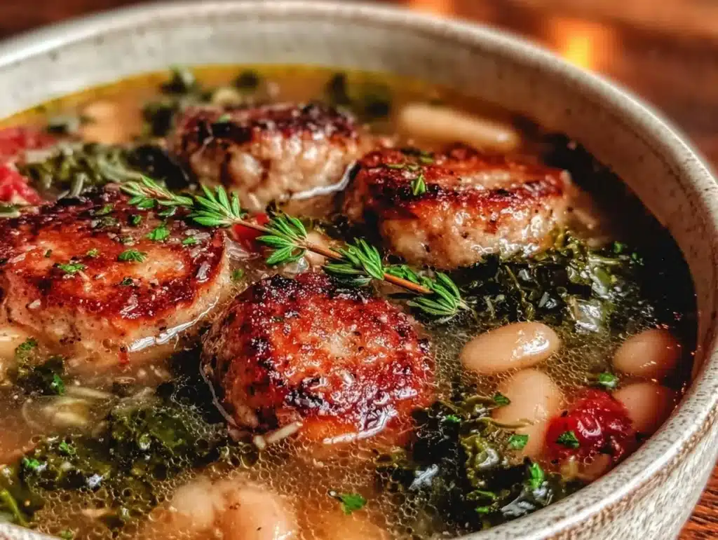 white bean kale sausage soup - featured image