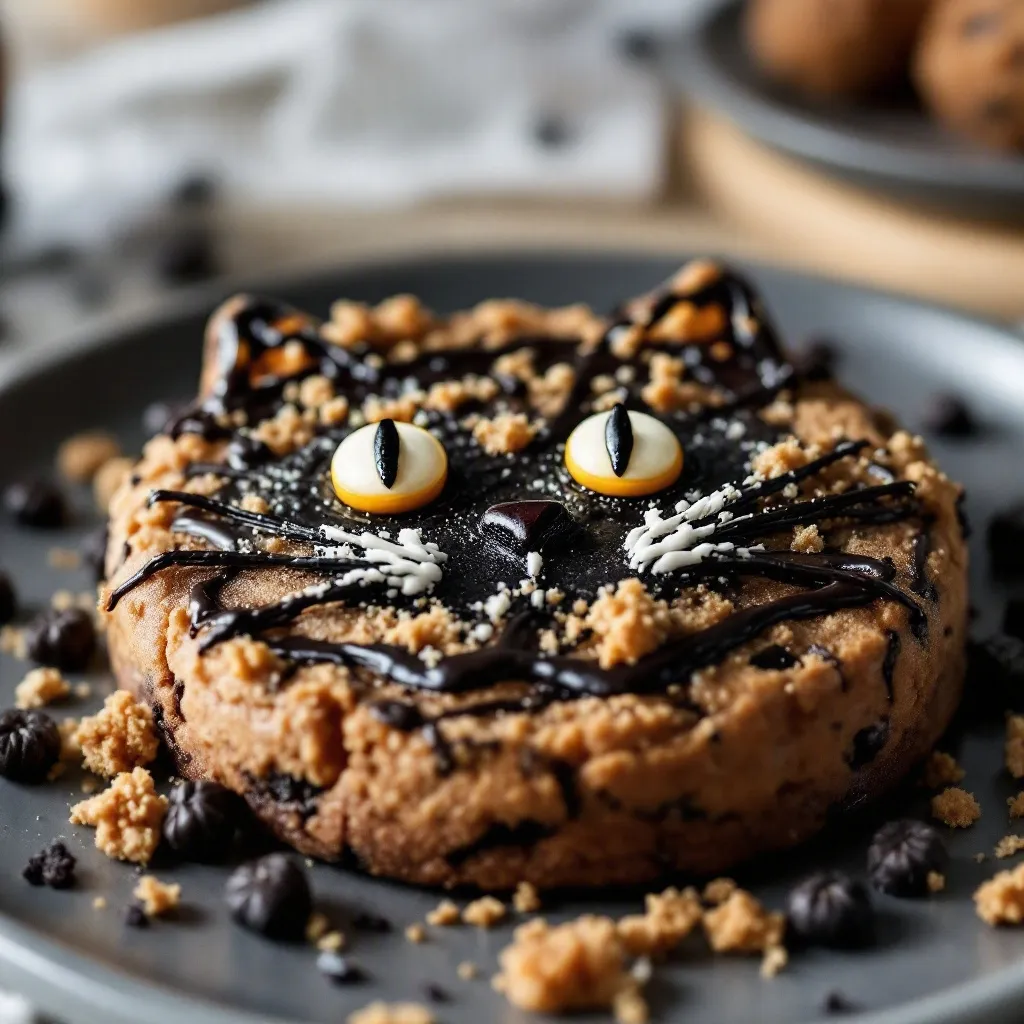 black cat Halloween cookie cake preparation steps