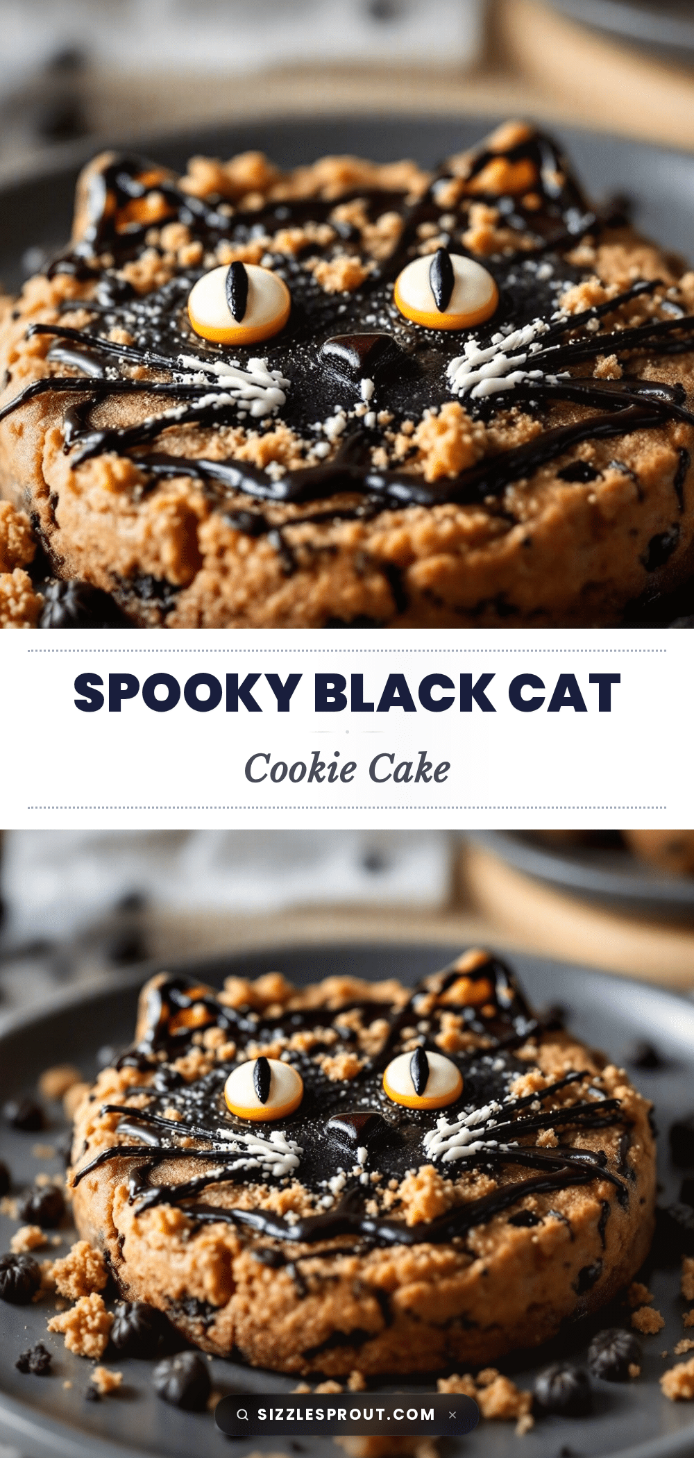 black cat Halloween cookie cake recipe