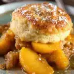 classic southern peach cobbler with buttermilk biscuits - featured image