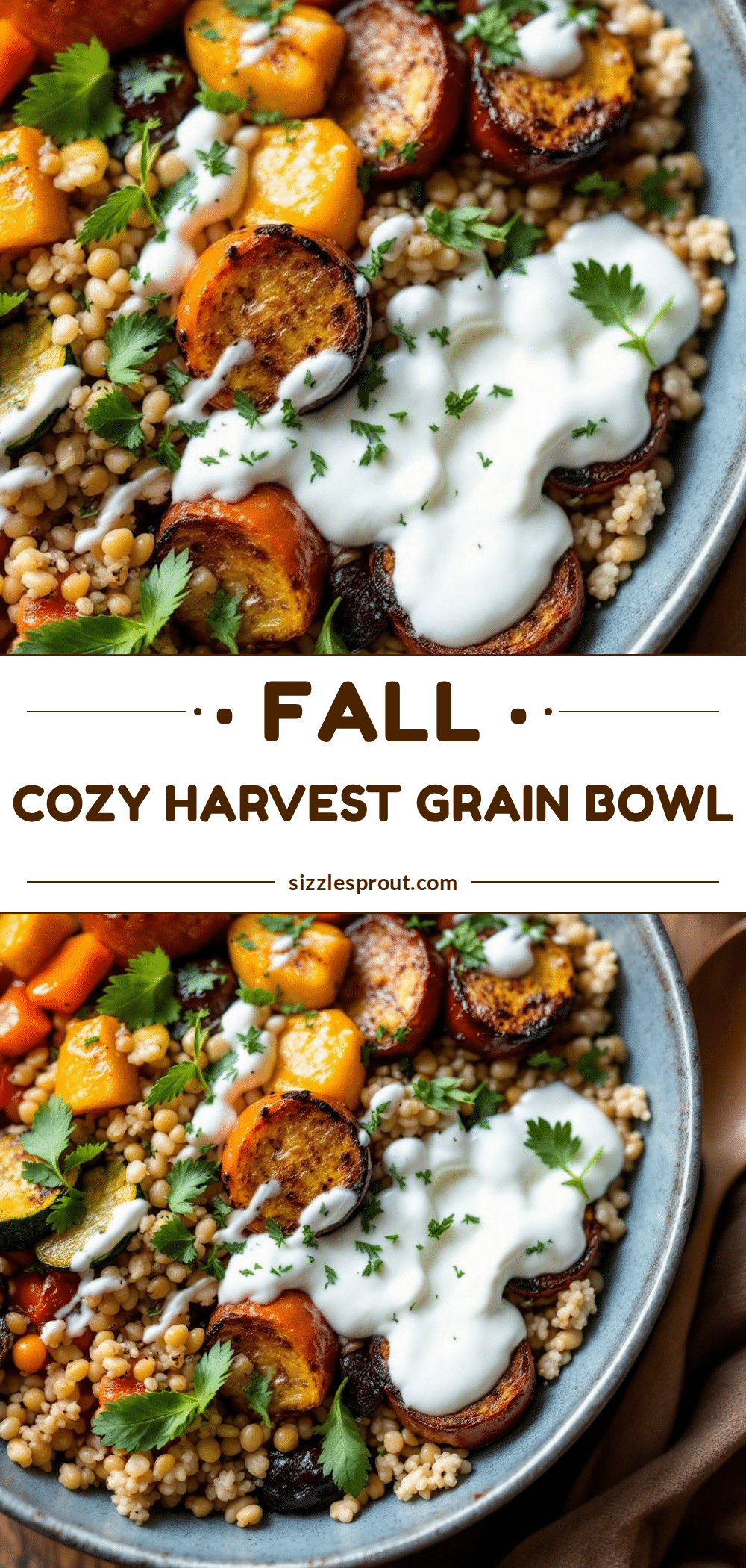 cozy fall harvest grain bowl with roasted vegetables recipe