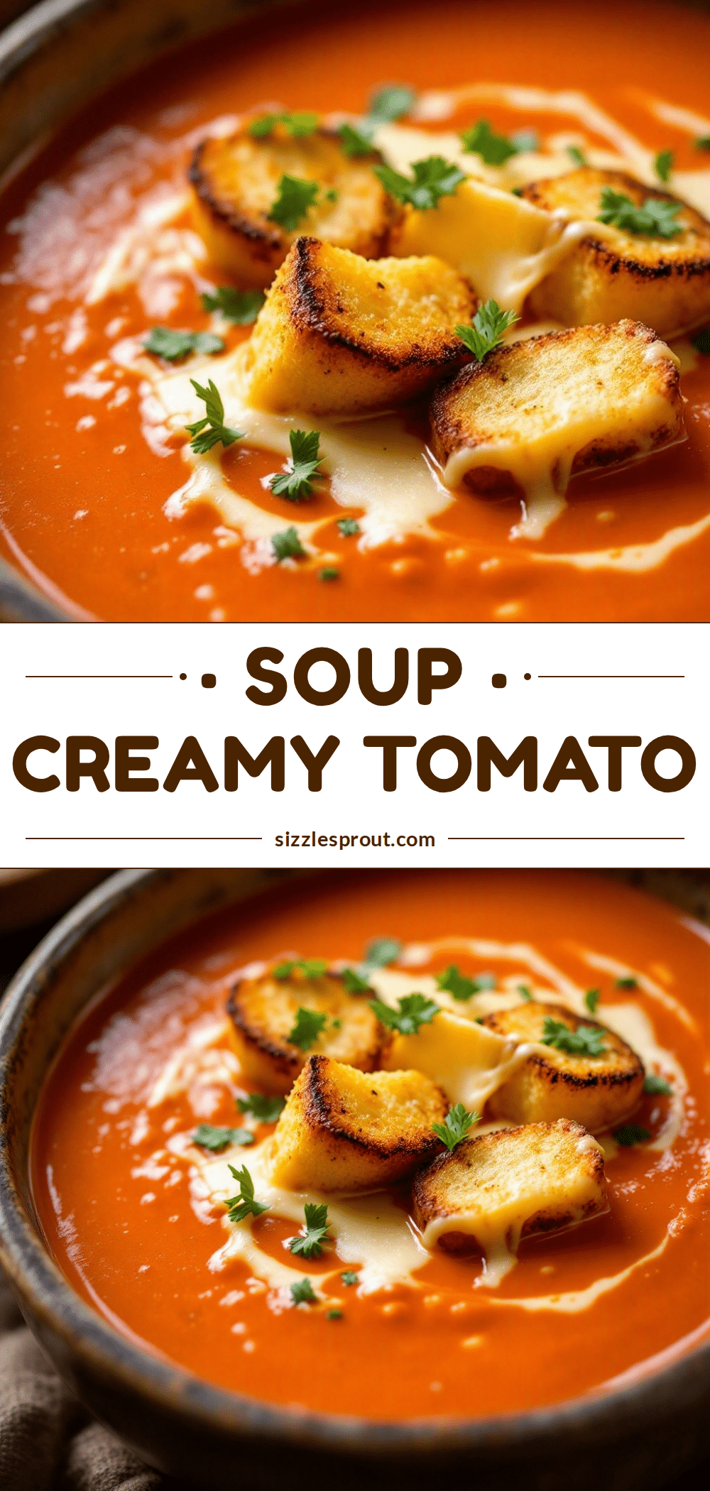 creamy tomato soup with grilled cheese croutons recipe