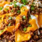 loaded nacho bar with ground beef - featured image