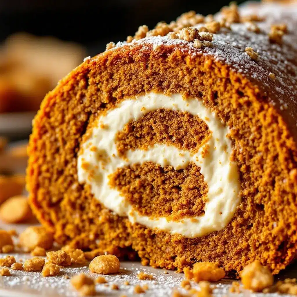 pumpkin roll with cream cheese filling - featured image