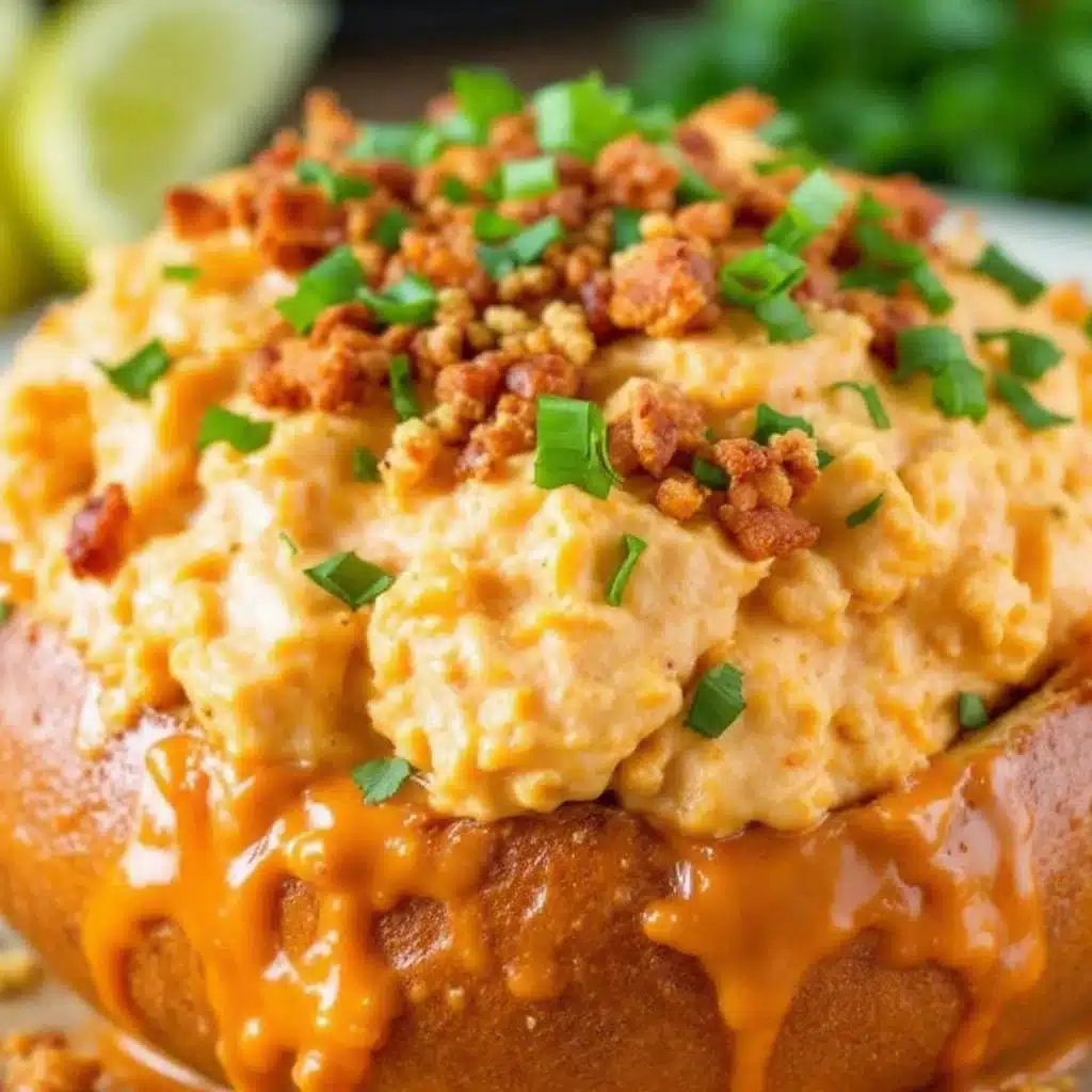 cheesy buffalo chicken bread bowl - featured image