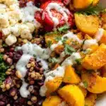 cozy fall harvest grain bowl with roasted delicata squash - featured image