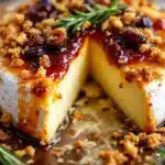 creamy baked brie with fig jam and rosemary - featured image